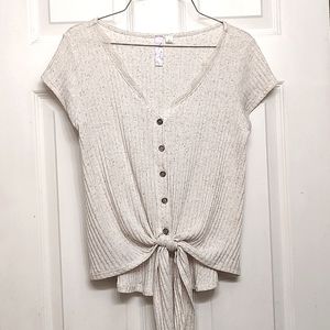 Francesca Lace Trim Short Sleeve Shirt